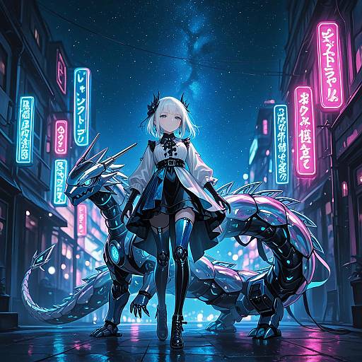 Neon Harajuku Gothic Robo-Punk Girl