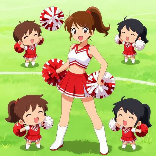 Anime Cheerleader and Chibi Squad