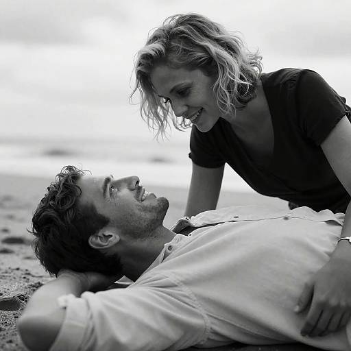 Relaxed Beach Scene in Black and White