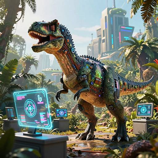 AI Colossal Dinosaur Tech Fusion
