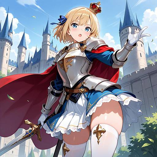Heroic Girl with Sword and Crown