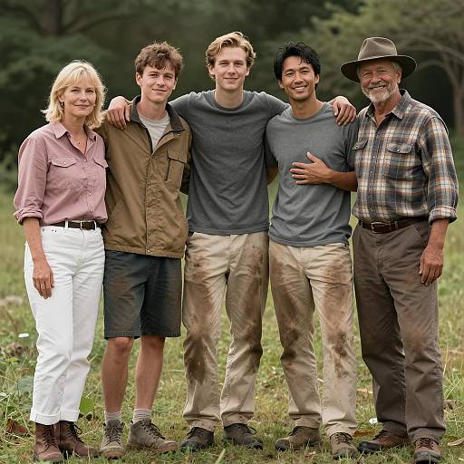 Outdoor Group Photo in Casual Attire