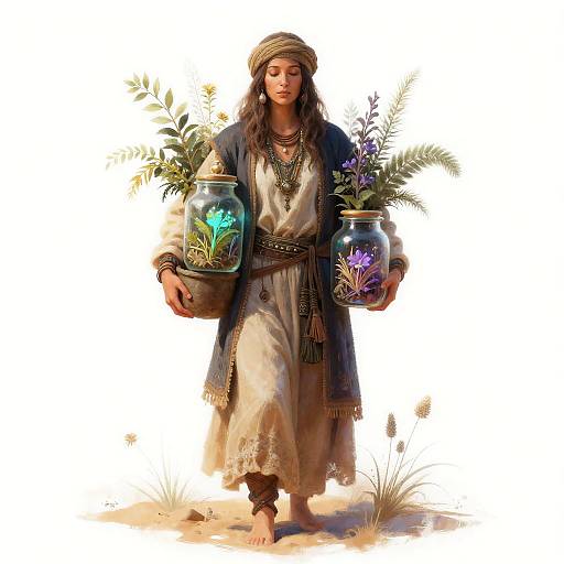 Nomadic Herbalist with Bioluminescent Herbs