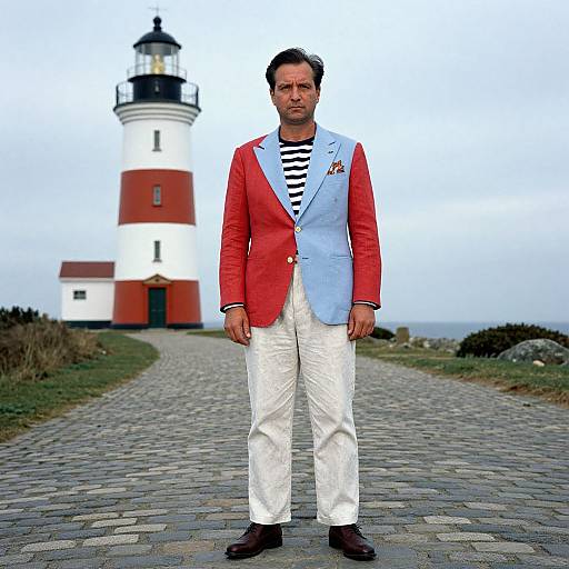 Stylish Man at Historic Lighthouse