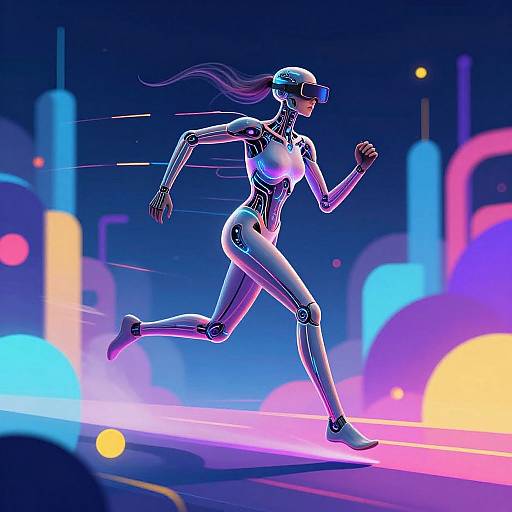 AI Cyborg Sprinting in Neon VR