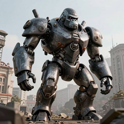 Giant Robotic Quadrupedal Mech in City