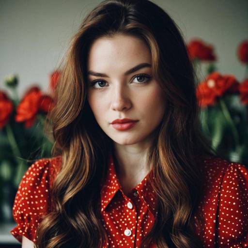 Chic Red Blouse Fashion Portrait