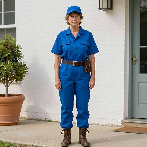 Older Woman in Mail Carrier Costume