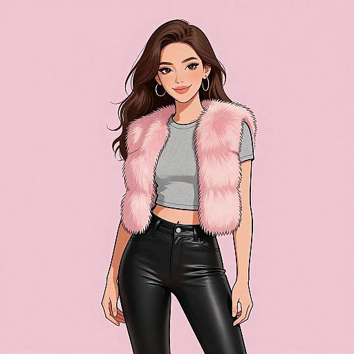 Smiling Woman in Trendy Fashion