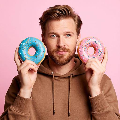 Handsome Man with Donuts Portrait