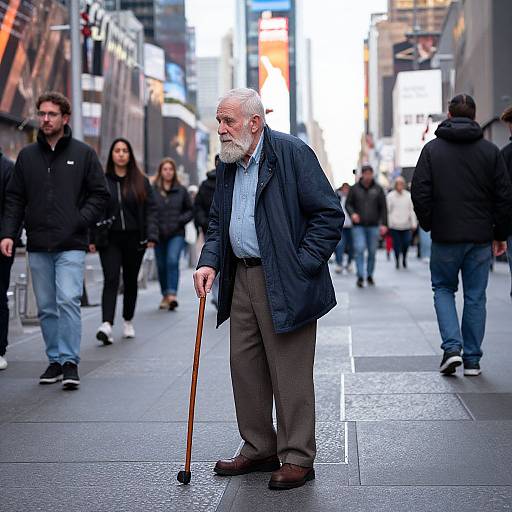 Elderly Man Panhandling in Times Square