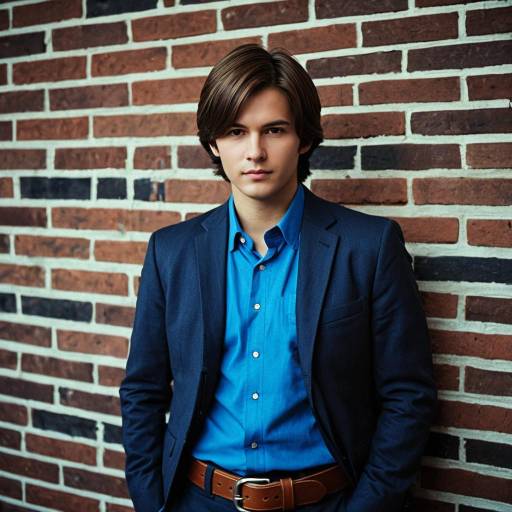 Young Man in Blue Shirt and Navy Blazer
