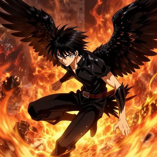 Fallen Angel Anime Boy Soaring