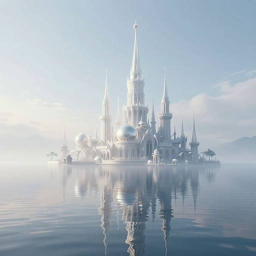 Ethereal City Above Serene Waters