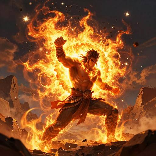 Epic Warrior Sunfire Battle Scene