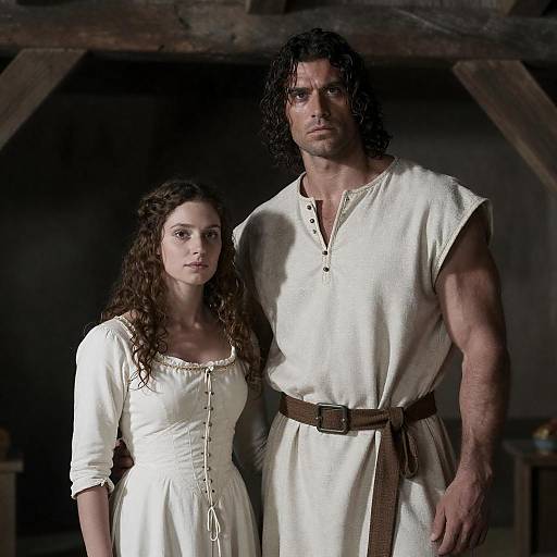 Medieval Couple in Rustic Setting