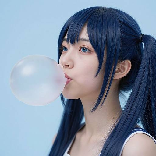 Photorealistic Blue Idoru Girl
