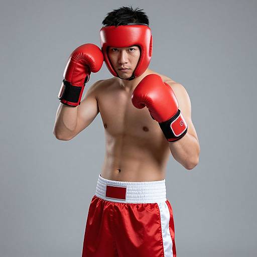 Man Posing in Boxer Costume