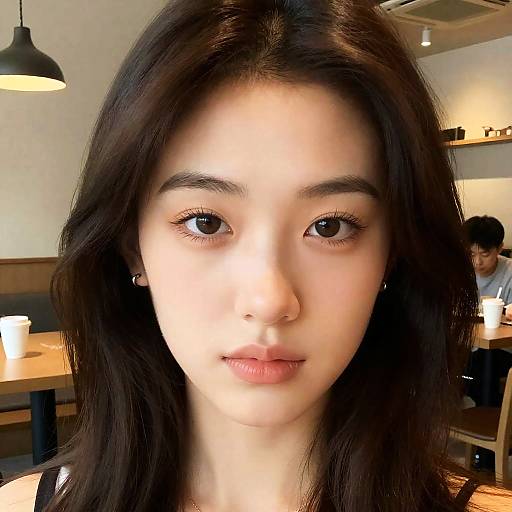 Realistic Young Brunette Woman Selfie