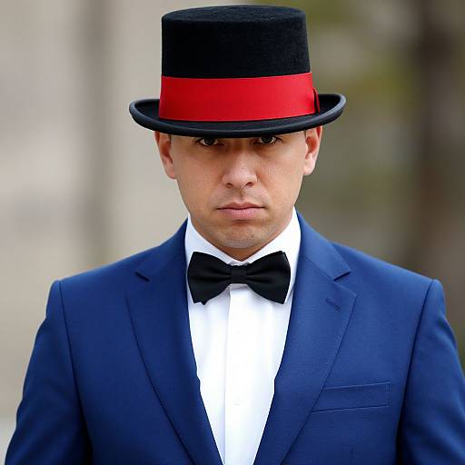 Man in Blue Suit with Top Hat