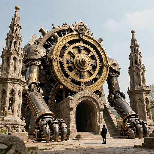 Colossal Clockwork Mole Beneath Ruins