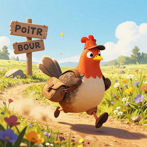 Playful Quail Postal Carrier Cartoon