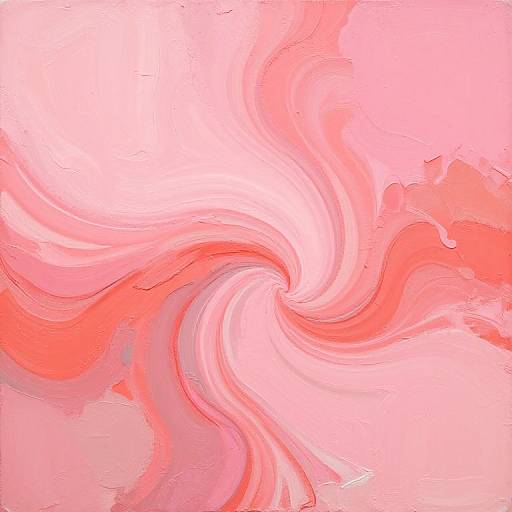 Abstract digital painting with swirling, wavy patterns in shades of pink, red, and white, creating a vortex-like effect.