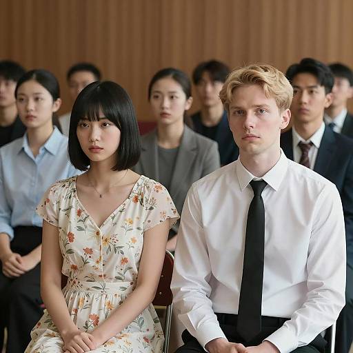 Serious Couple in a Panelled Room