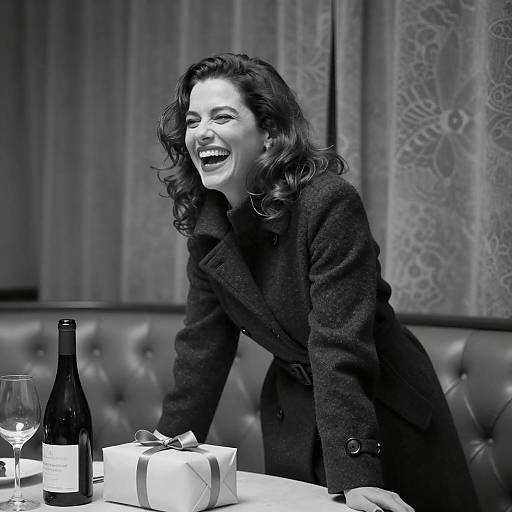 Vintage Laughter in Monochrome Elegance