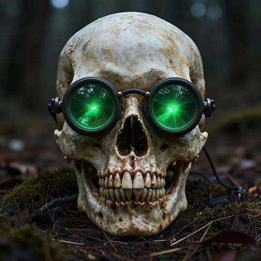 Surreal Skull with Glowing NVG Lenses