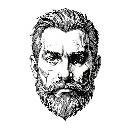 Abstract Ink Rectangle Mustache Art