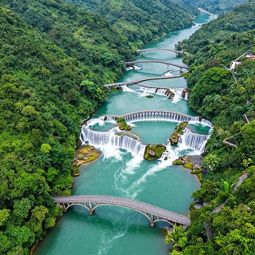 Cascading Bridges Over Serene River