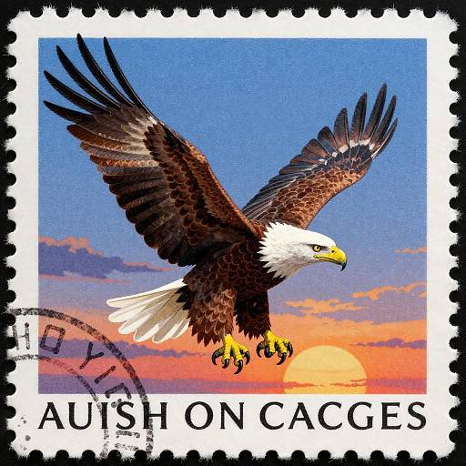Vintage Postage Stamp with Eagle Design