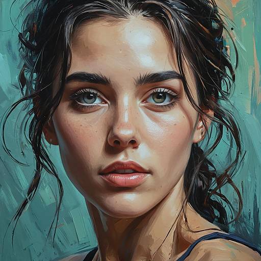 Expressionist Oil Portrait of Young Woman