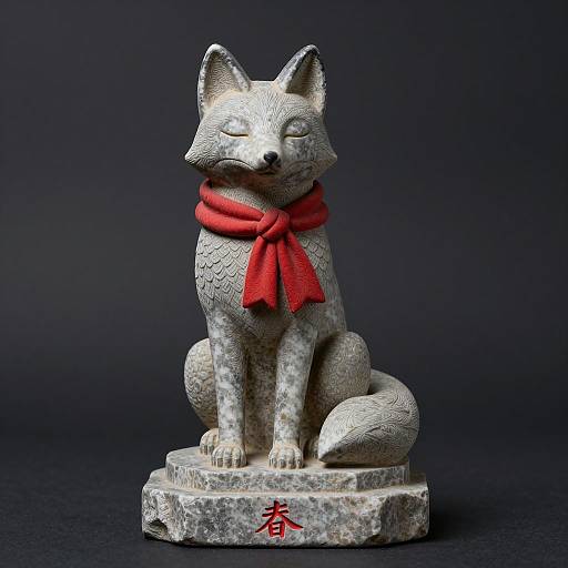 Serene Fox Statue on Stone Pedestal