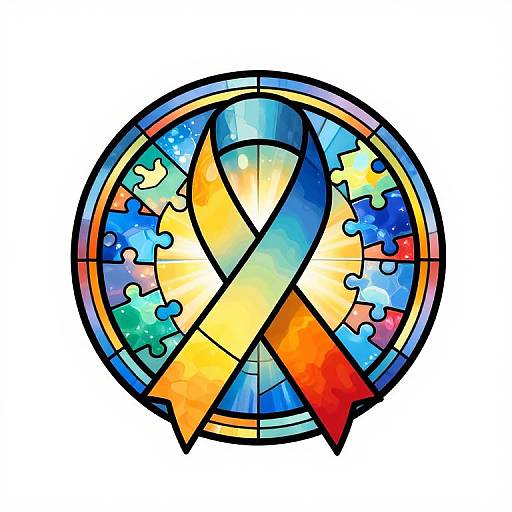 Stained Glass Autism Ribbon Logo
