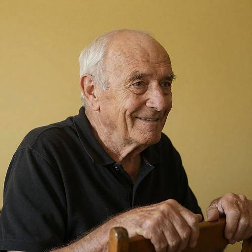 Elderly Man Smiling Sitting on Chair