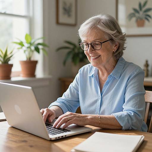 Elderly Woman Working Warmly Indoors