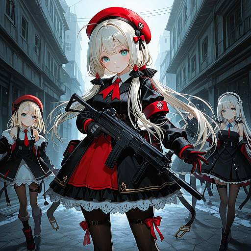 Illustration of Mp5 (girls' frontline), girls' frontline in the style of Yadapot