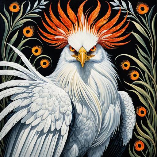 Fiery Phoenix Portrait in Mystical Garden