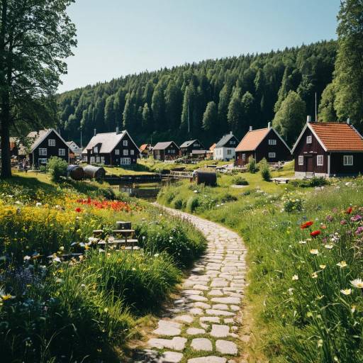Scandinavian Village Meadow Path