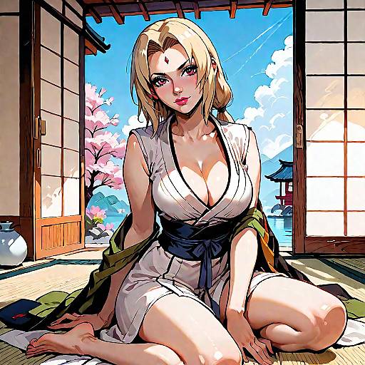 Tsunade Senju on Tatami, Traditional Kimono