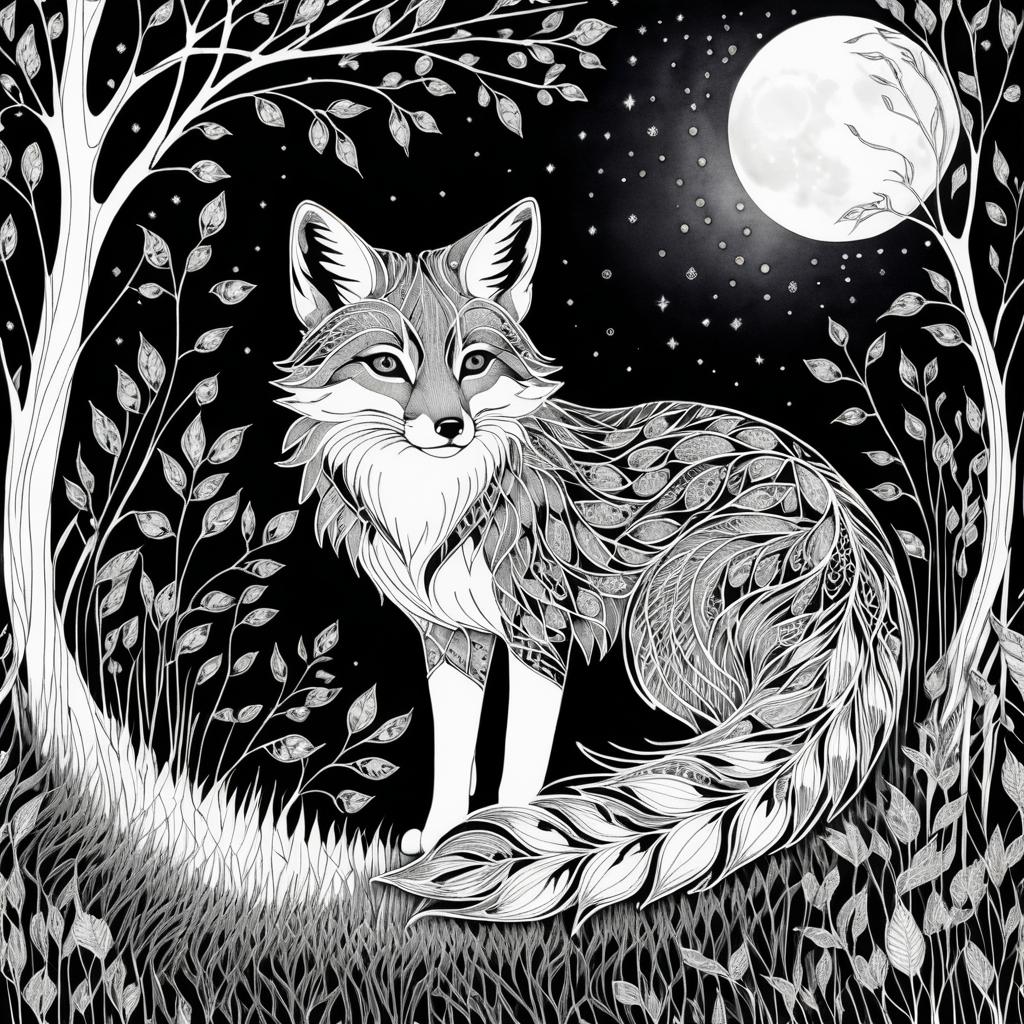 Curious Fox in Moonlit Thicket