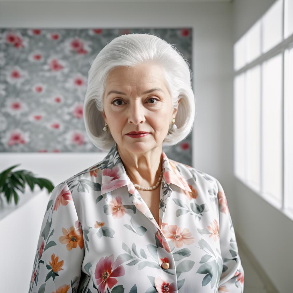 Elderly Woman in Modern Hair Salon