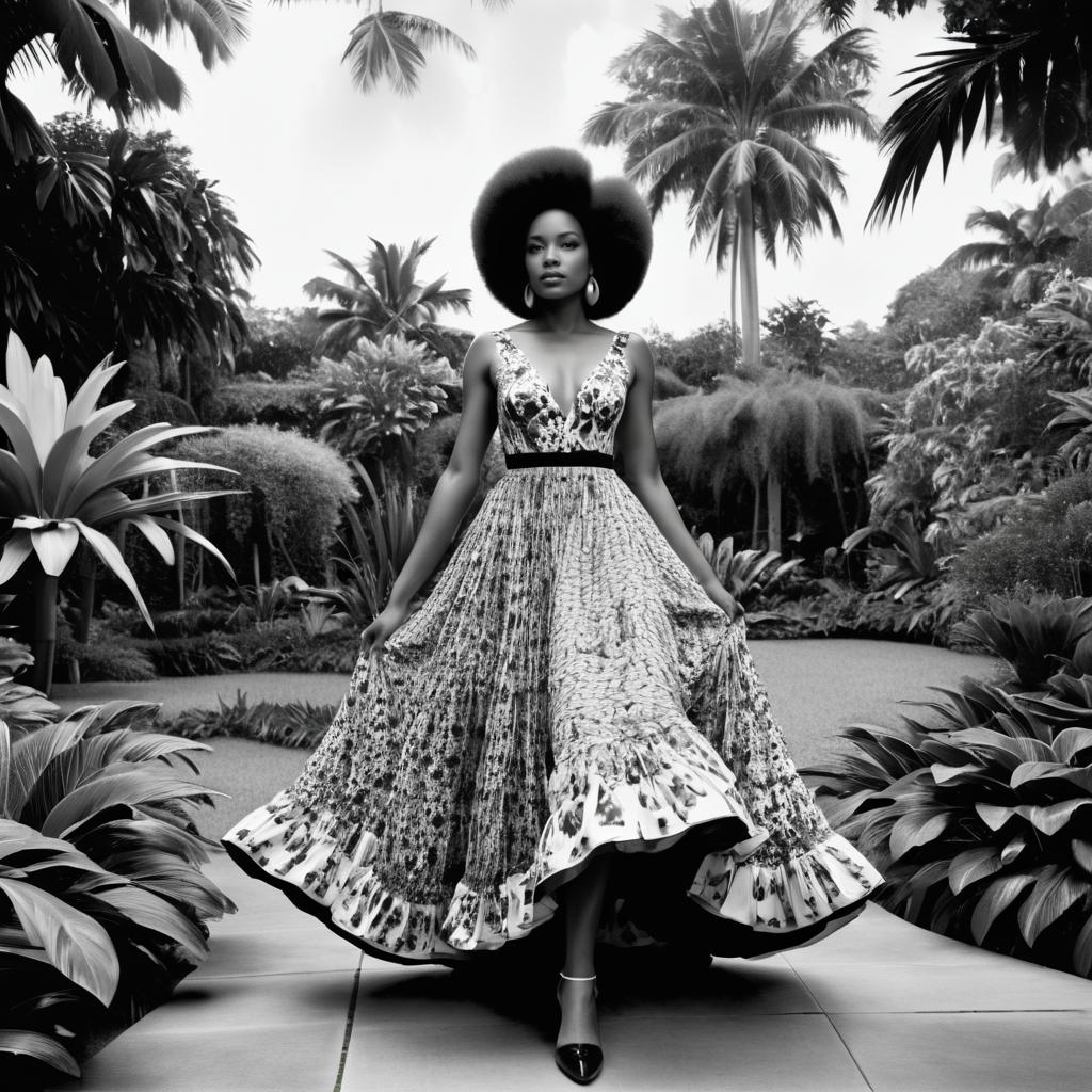 Elegant Afro-Colombian Woman in Garden