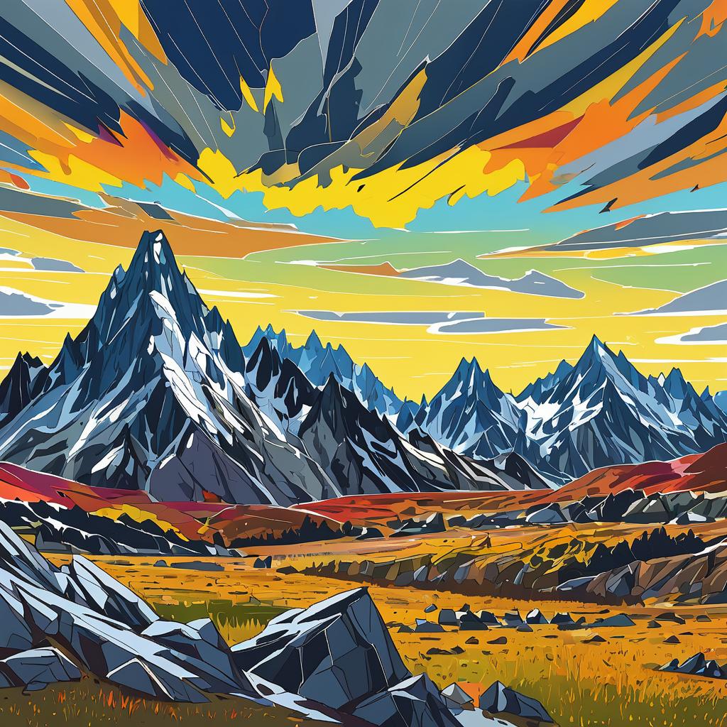 Vibrant Toon Rendering of Rocky Highlands