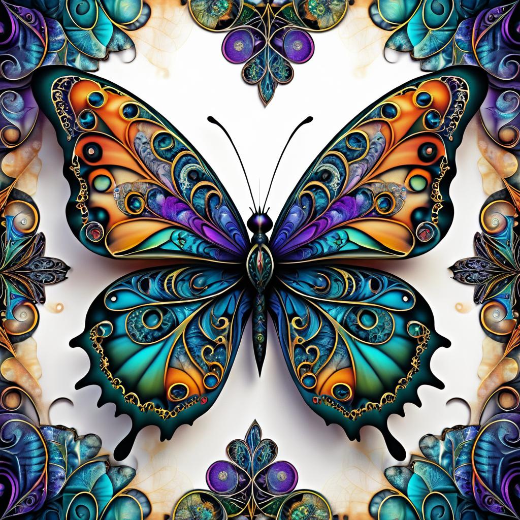 Hyper-Realistic Butterfly with Fractal Patterns