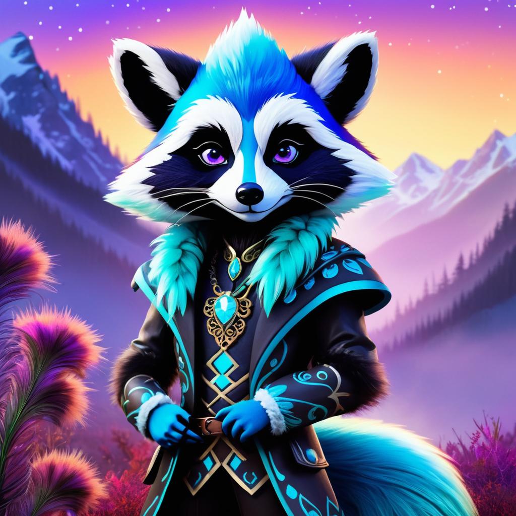 Mystical Raccoon in Fae Attire