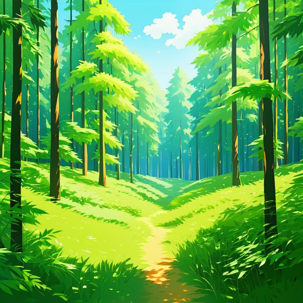 Summer Forest Scene at Noon