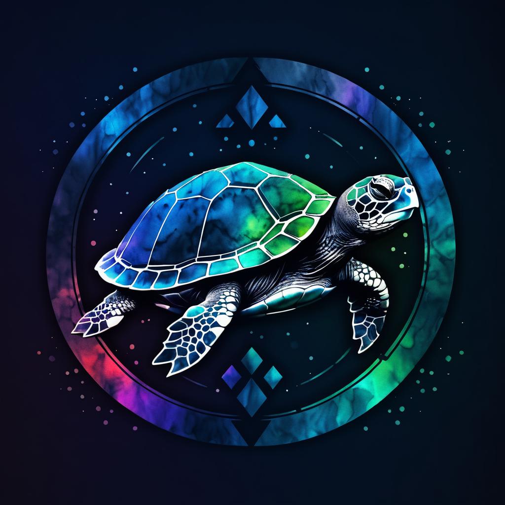 Minimalist HDR Logo with Reflective Turtle